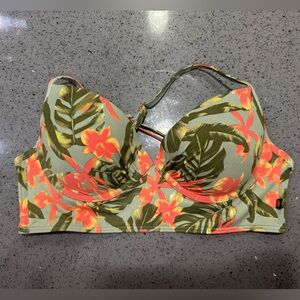 La Vie En Rose Size Medium Green Floral Bikini Top